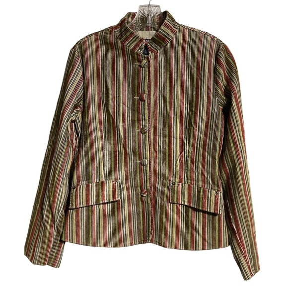 Mac & Jac Womens Striped Corduroy Button Up Blazer Jacket Size 4 Multicolor - Picture 1 of 8